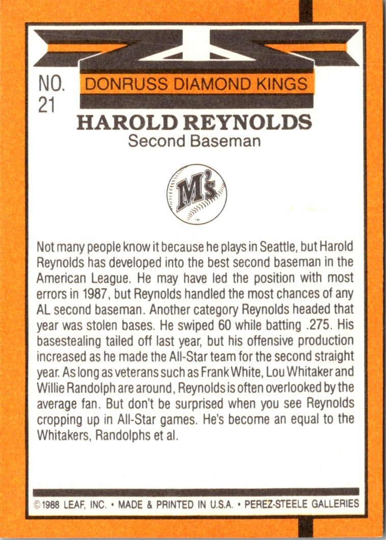 1989 Donruss Diamond Kings Harold Reynolds