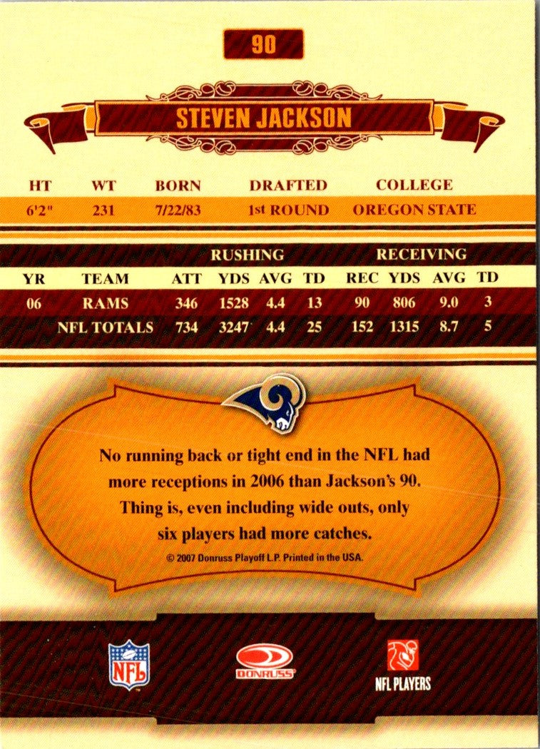 2007 Donruss Classics Steven Jackson