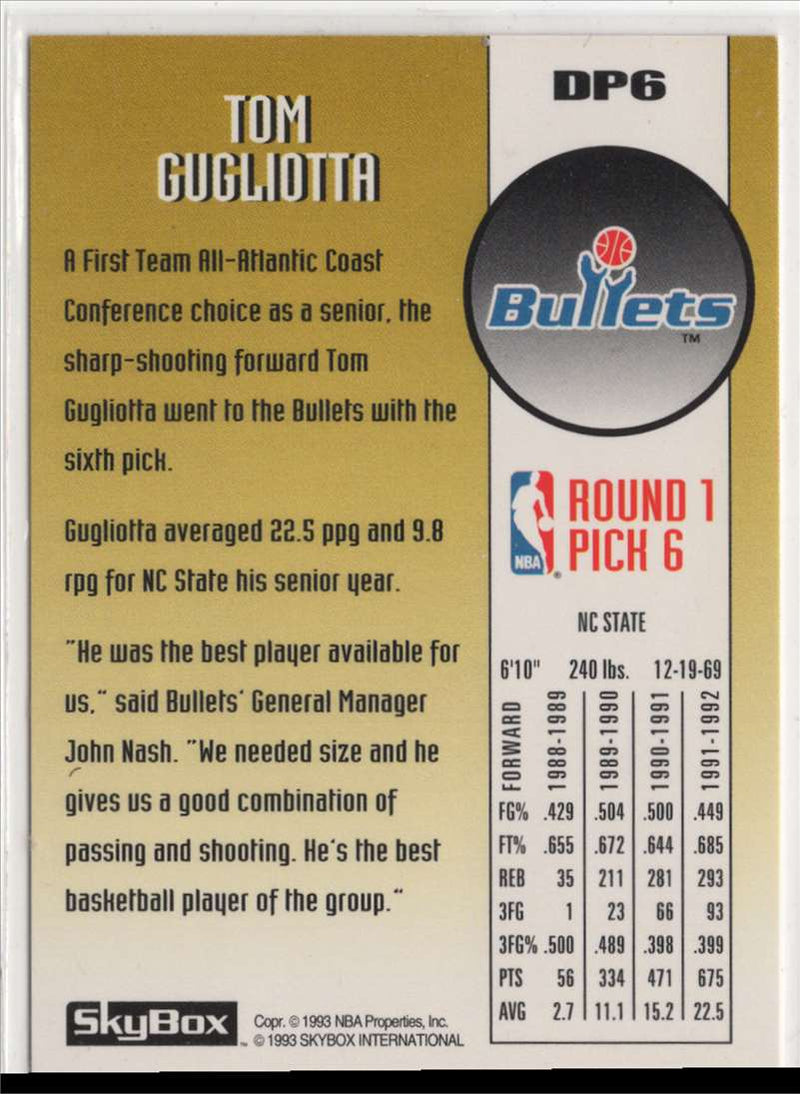 1992 SkyBox Draft Picks Tom Gugliotta