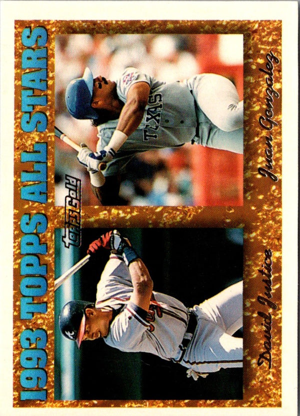 1994 Topps David Justice/Juan Gonzalez #389