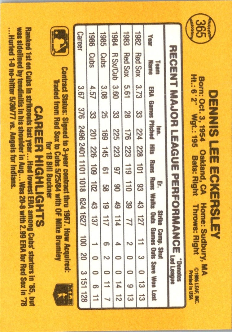 1987 Donruss Dennis Eckersley