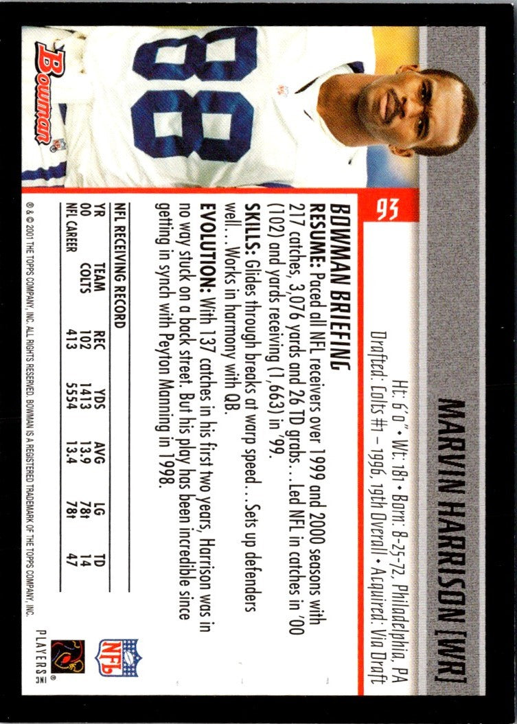 2001 Bowman Marvin Harrison