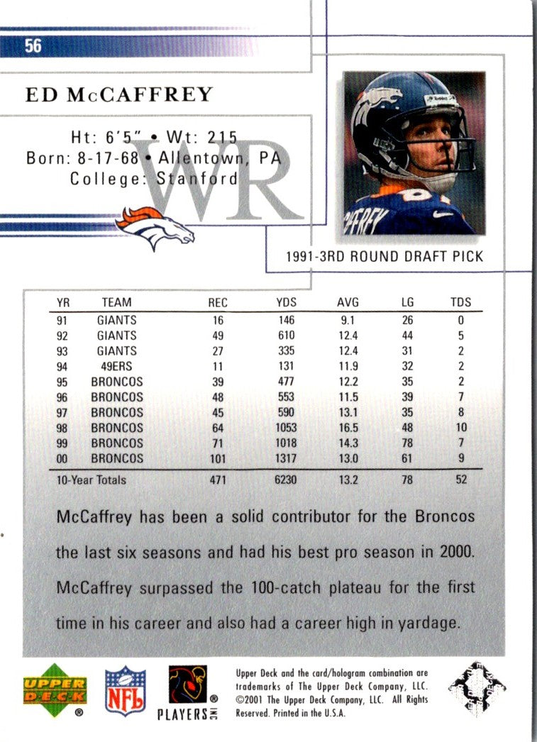 2001 Upper Deck Ed McCaffrey