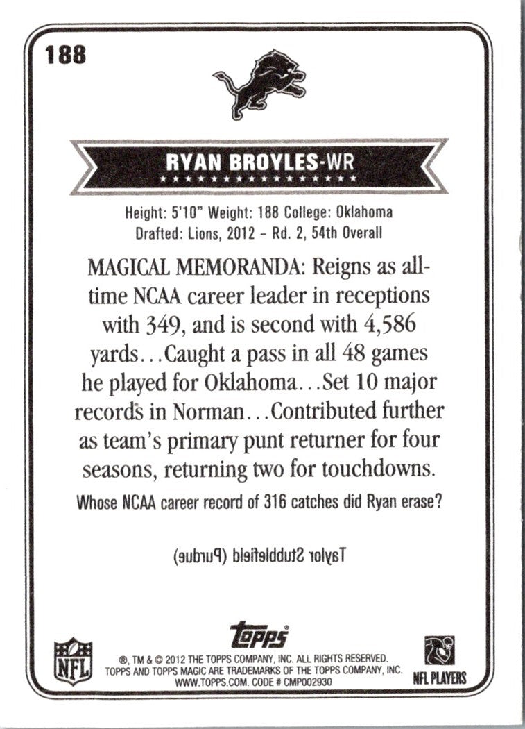 2012 Topps Magic Ryan Broyles