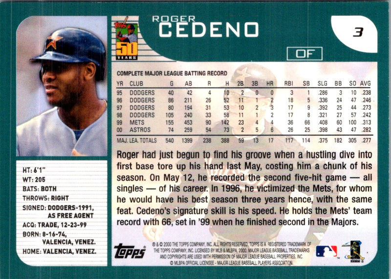 2001 Topps Roger Cedeno