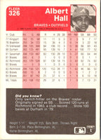 1985 Fleer Albert Hall #326 Rookie
