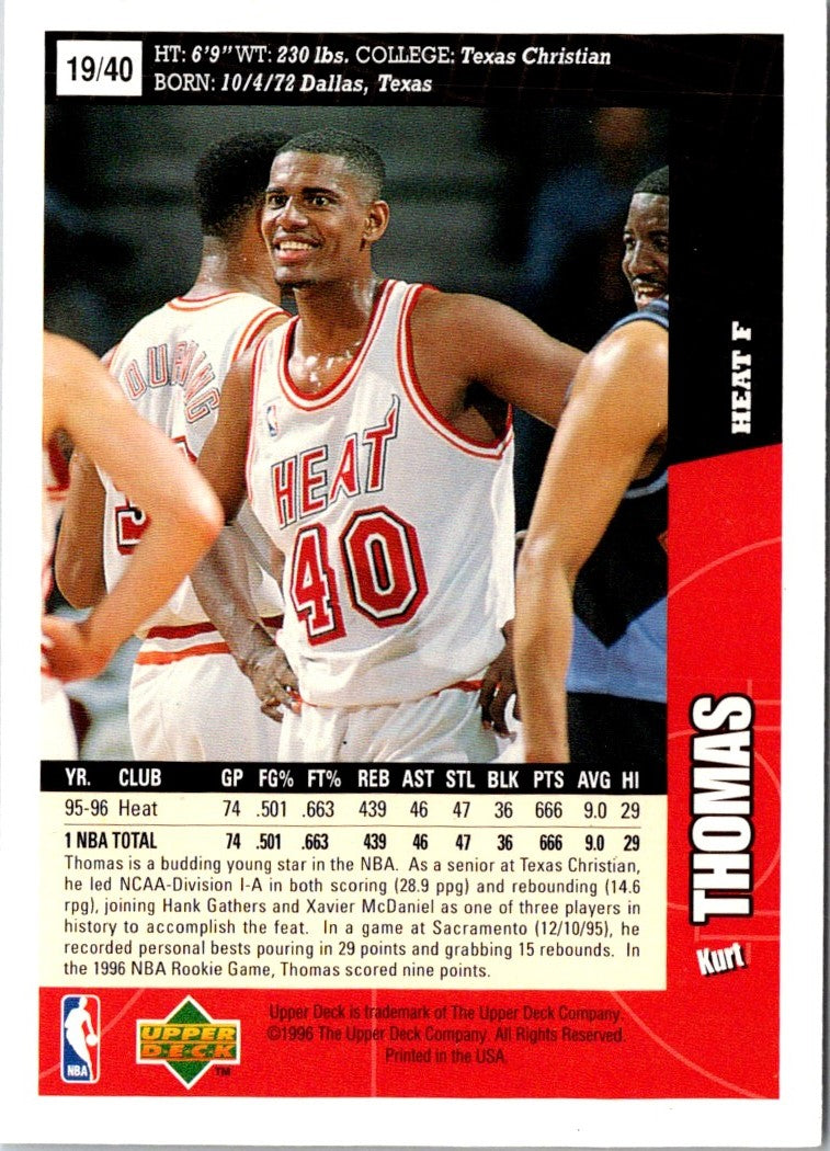 1996 Upper Deck Slam Dunk Series Kurt Thomas