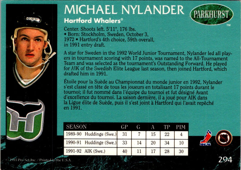 1992 Parkhurst French Michael Nylander