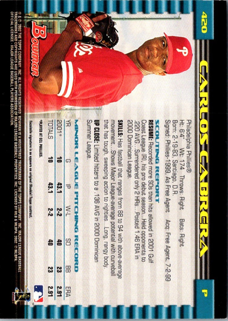 2002 Bowman Carlos Cabrera