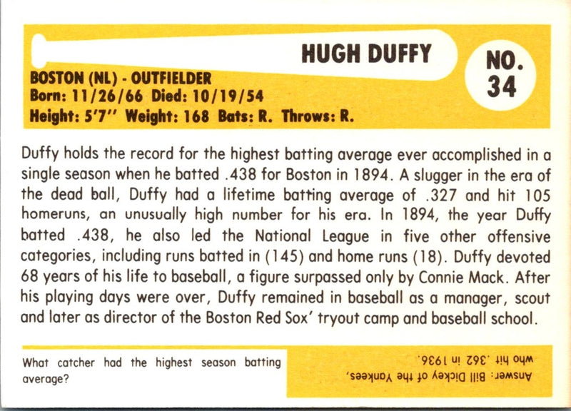 1980 SSPC HOF Hugh Duffy