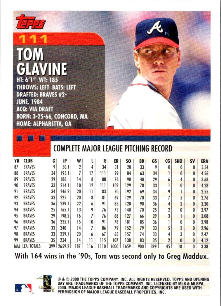 2000 Topps Opening Day Tom Glavine