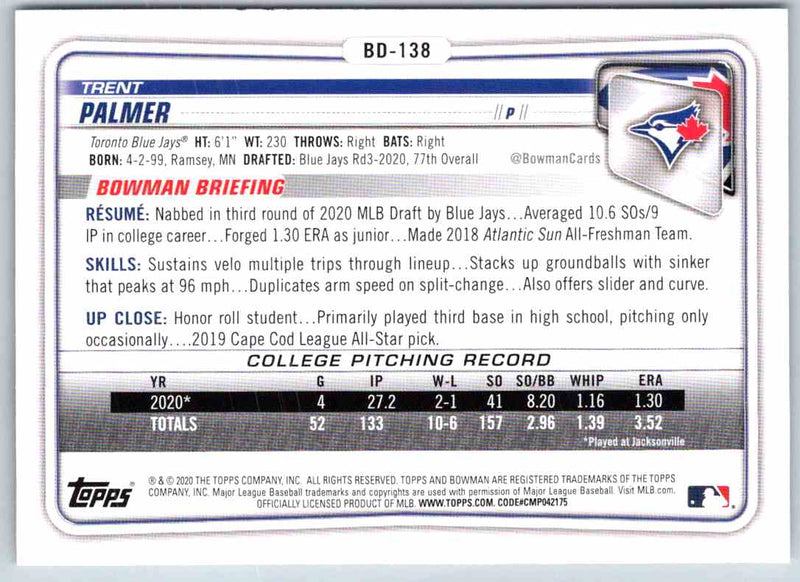 2020 Bowman Trent Palmer