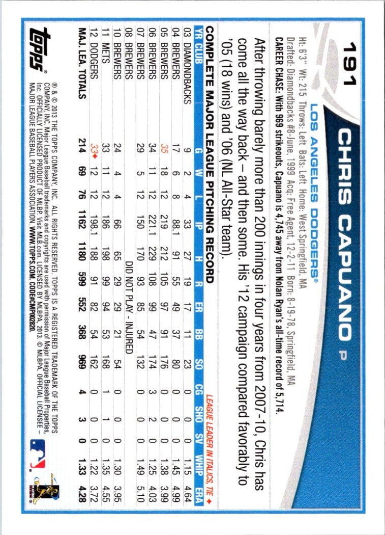 2013 Topps Chris Capuano