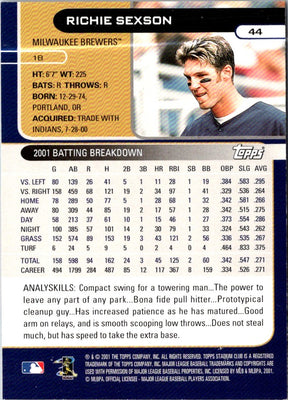2002 Stadium Club Richie Sexson #44