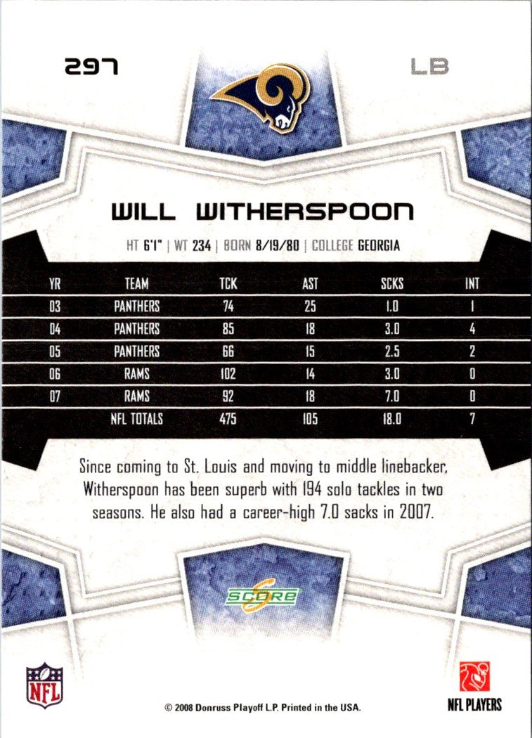2008 Score Super Bowl XLIII Will Witherspoon