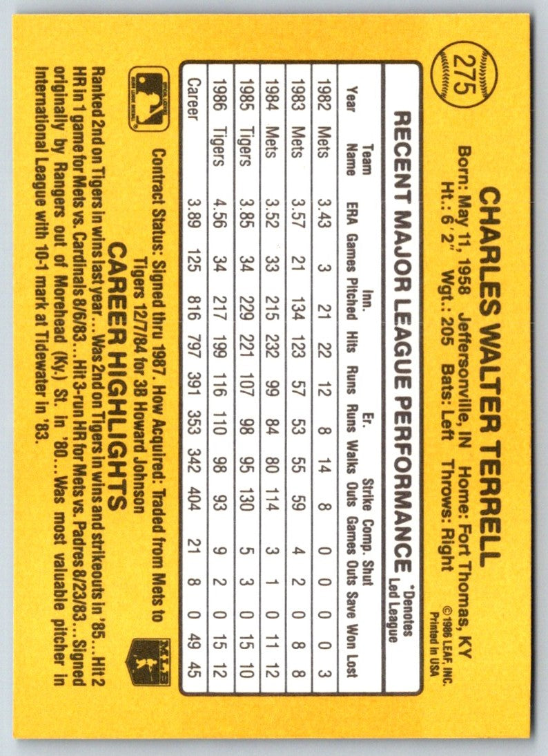 1987 Donruss Walt Terrell