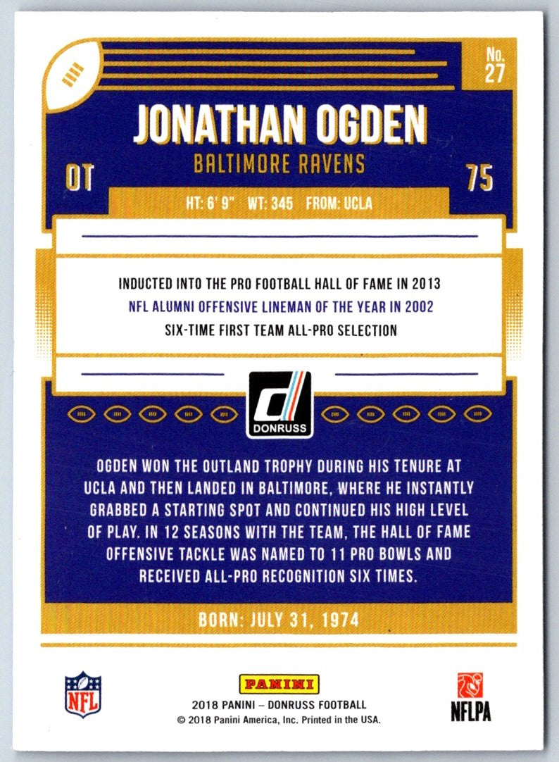 2018 Donruss Press Proof Blue Jonathan Ogden