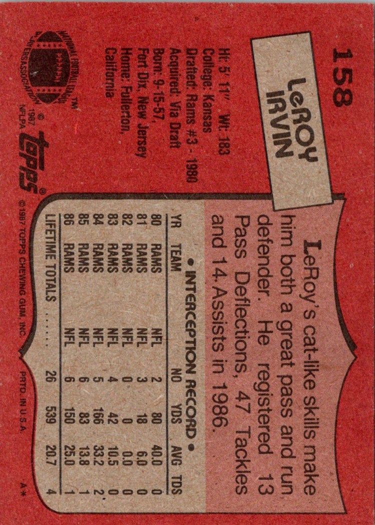 1987 Topps Stickers LeRoy Irvin/Tony Eason