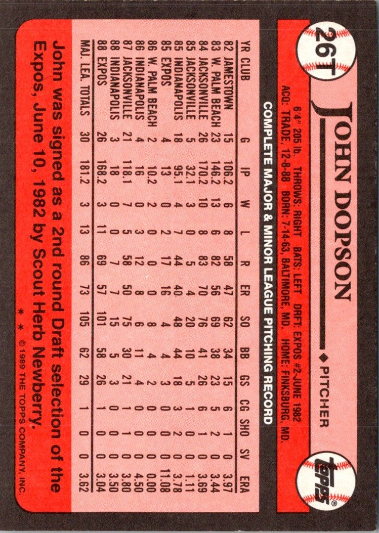 1989 Topps Traded John Dopson