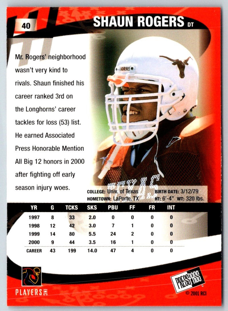 2001 Press Pass Torquers Shaun Rogers