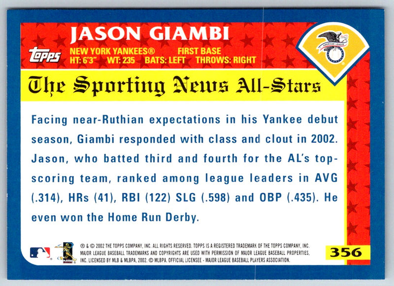 2003 Topps Jason Giambi