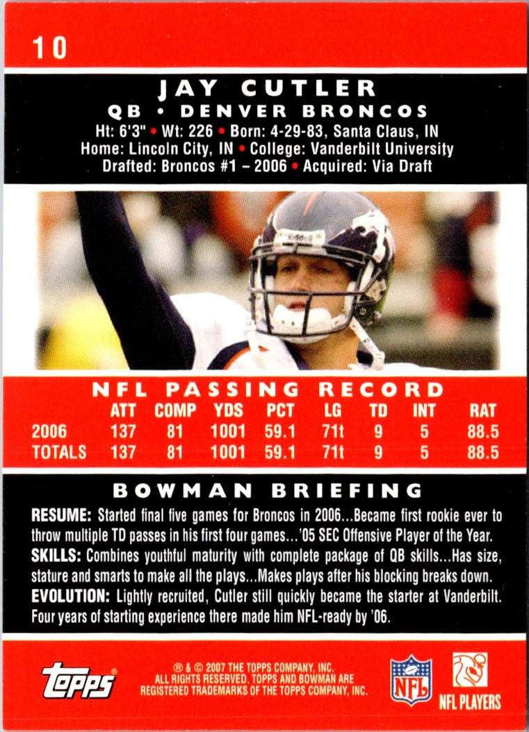 2007 Bowman Jay Cutler