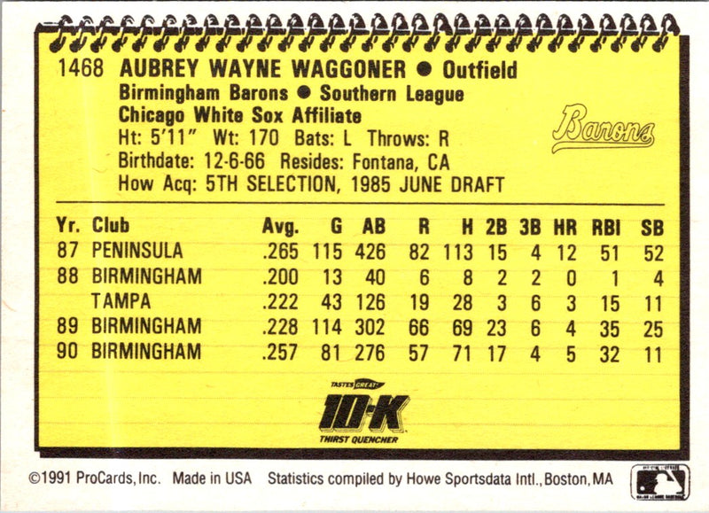 1991 ProCards Aubrey Waggoner
