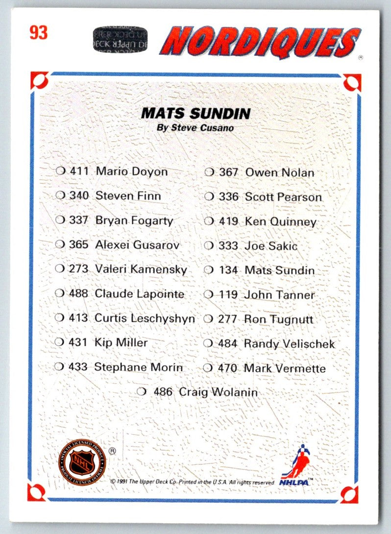 1991 Upper Deck Mats Sundin