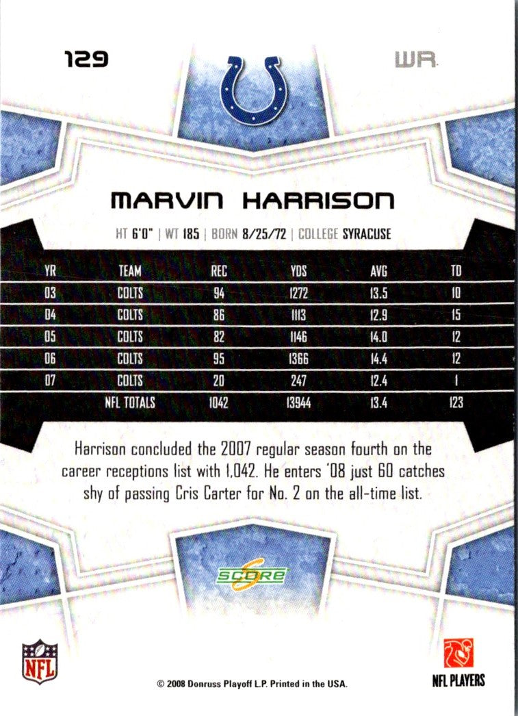 2008 Score Super Bowl XLIII Marvin Harrison