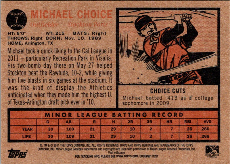2011 Topps Heritage Minor League Michael Choice