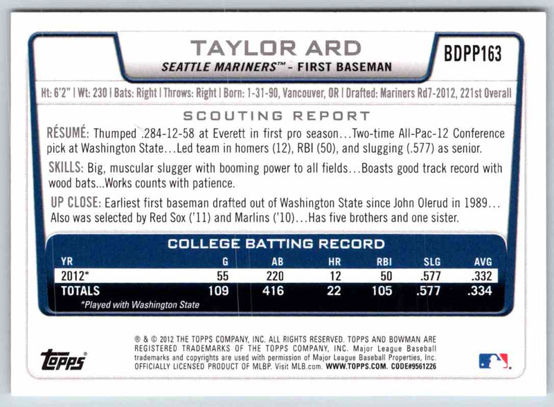 2012 Bowman Taylor Ard