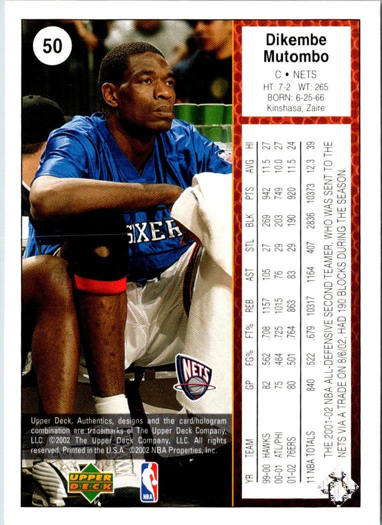 2002 UD Authentics Dikembe Mutombo