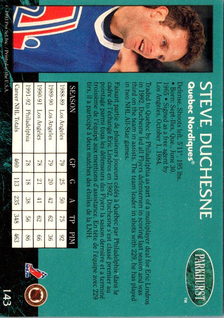 1992 Parkhurst Steve Duchesne