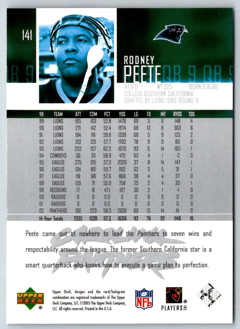 2003 Upper Deck Rodney Peete