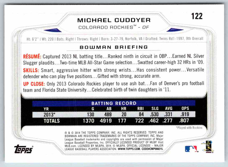 2014 Bowman Michael Cuddyer