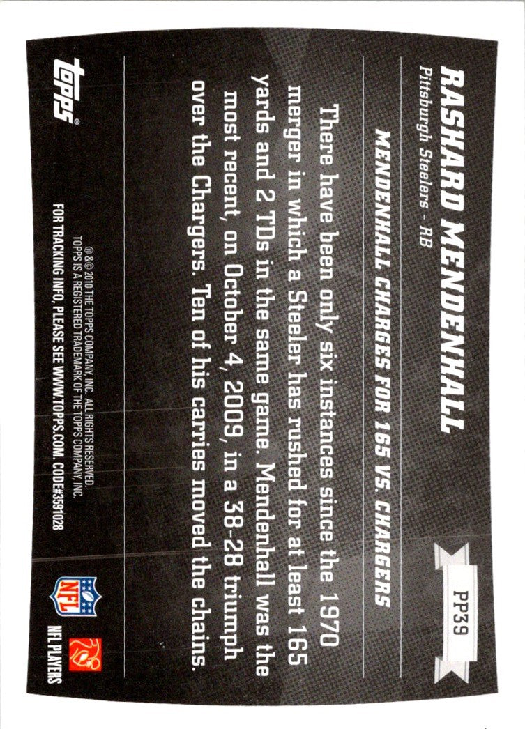 2010 Topps Peak Performance Rashard Mendenhall