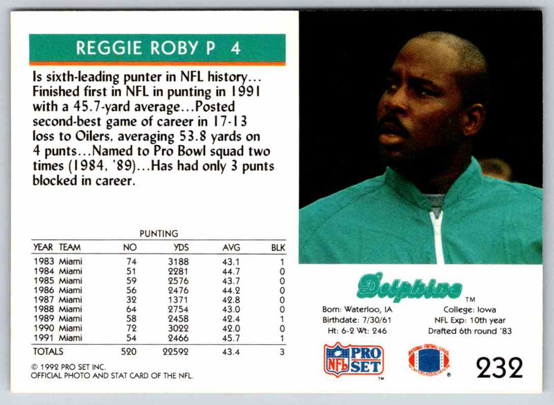 1992 Proset Reggie Roby