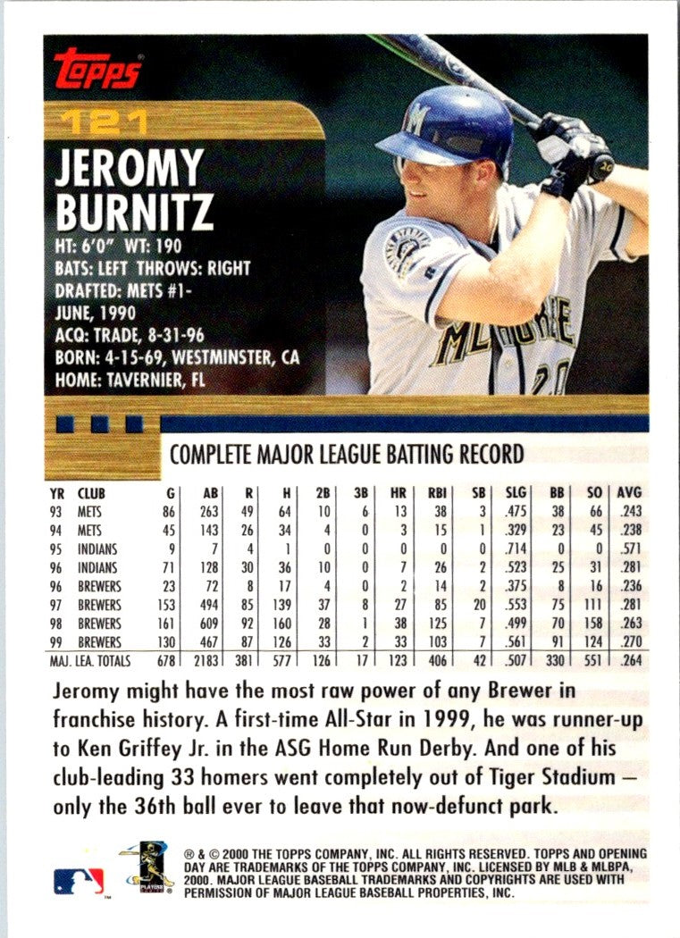 2000 Topps Opening Day Jeromy Burnitz