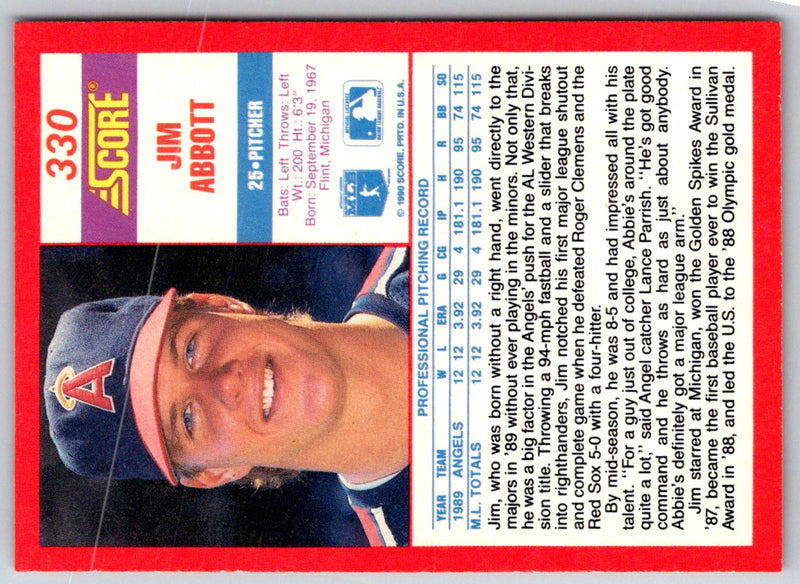 1990 Score Jim Abbott