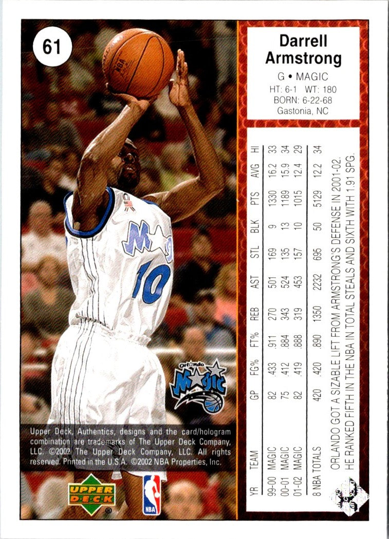 2002 Upper Deck Sweet Shot Darrell Armstrong