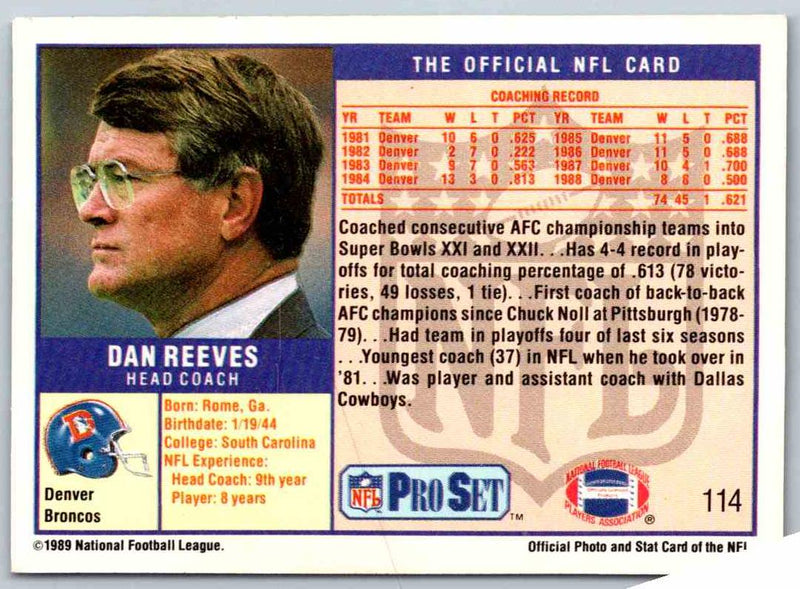 1989 NFL Proset Dan Reeves