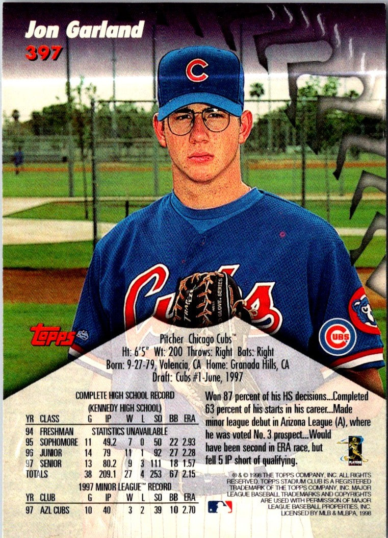 1998 Stadium Club Jon Garland