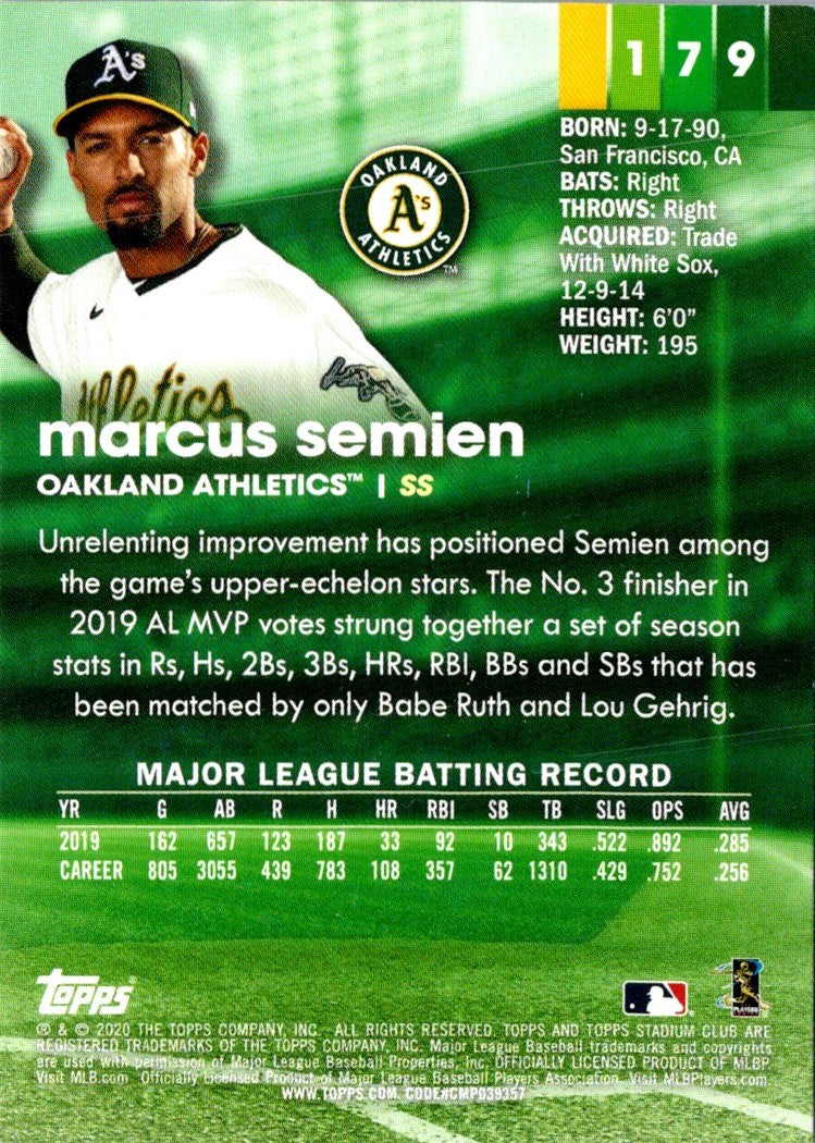 2020 Stadium Club Marcus Semien