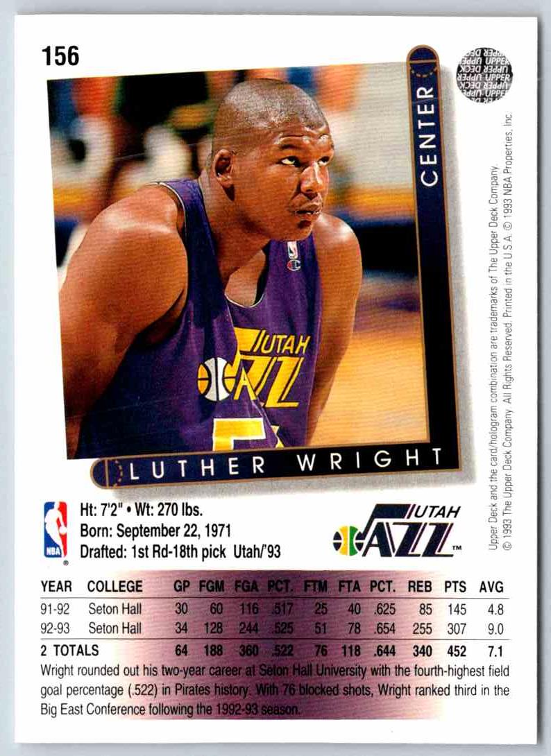 1994 Upper Deck Luther Wright