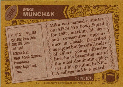 1986 Topps Mike Munchak #356 NM+