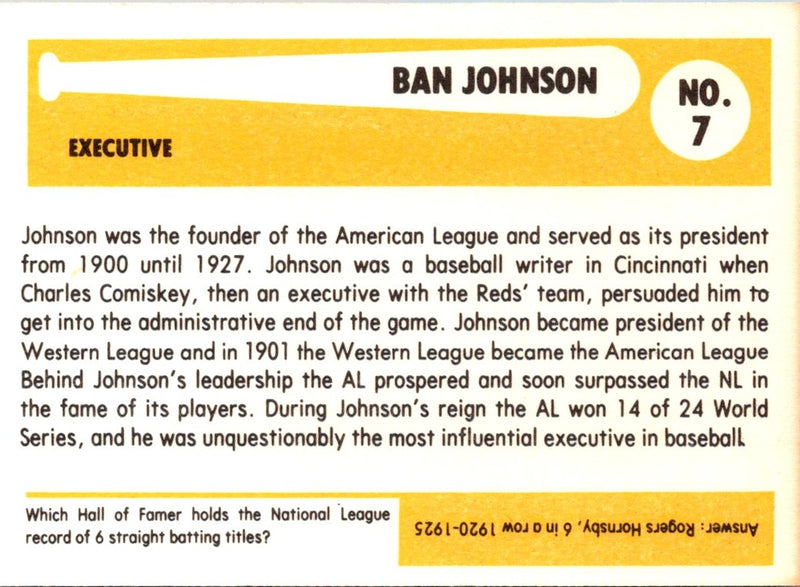 1980 SSPC HOF Ban Johnson