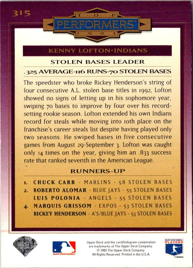 1994 Collector's Choice Kenny Lofton