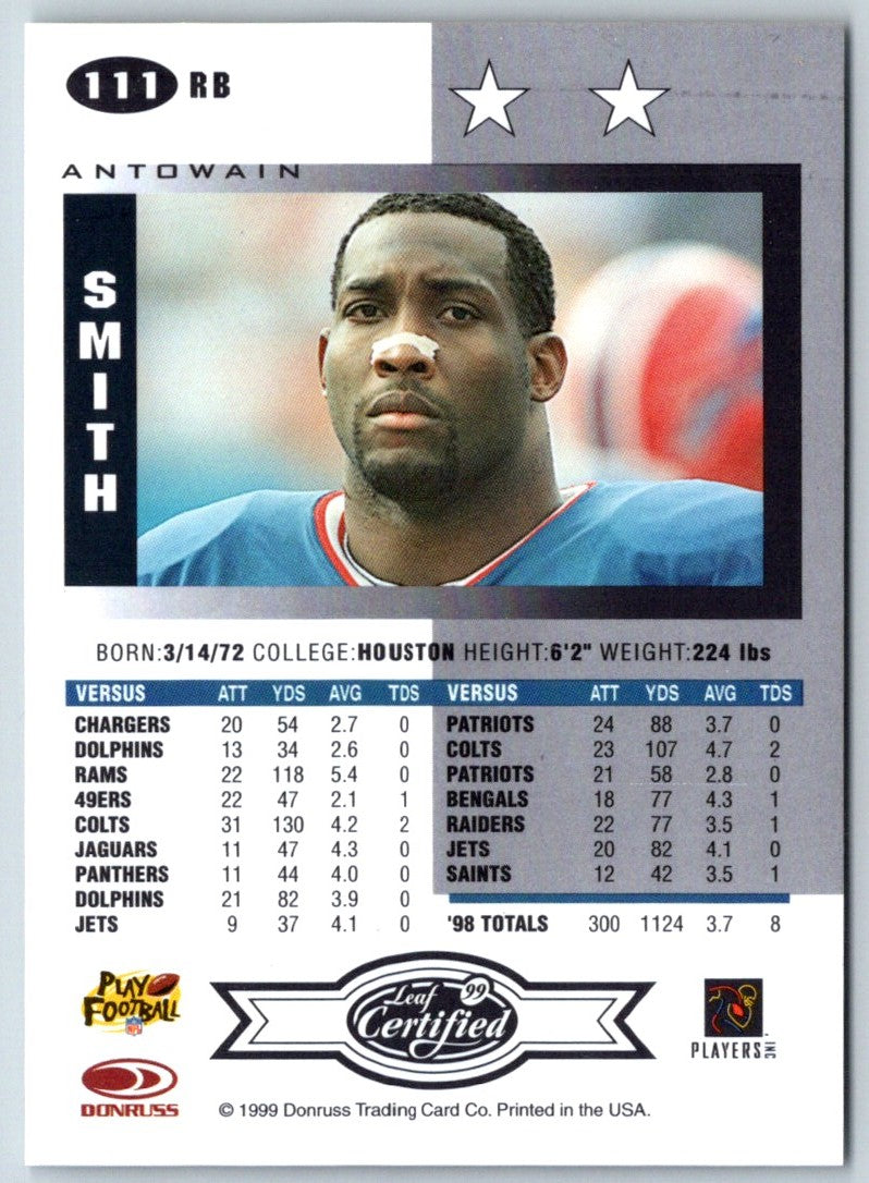 1999 Leaf Certified Antowain Smith