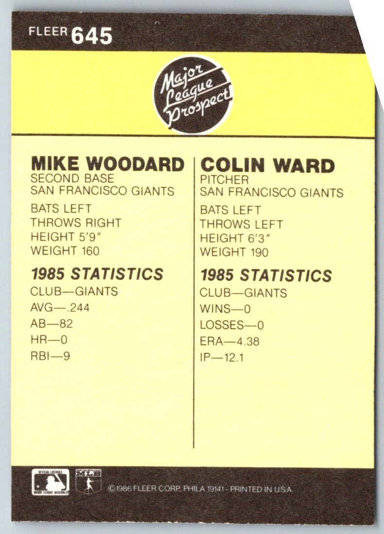 1986 Fleer Mike Woodard/Colin Ward