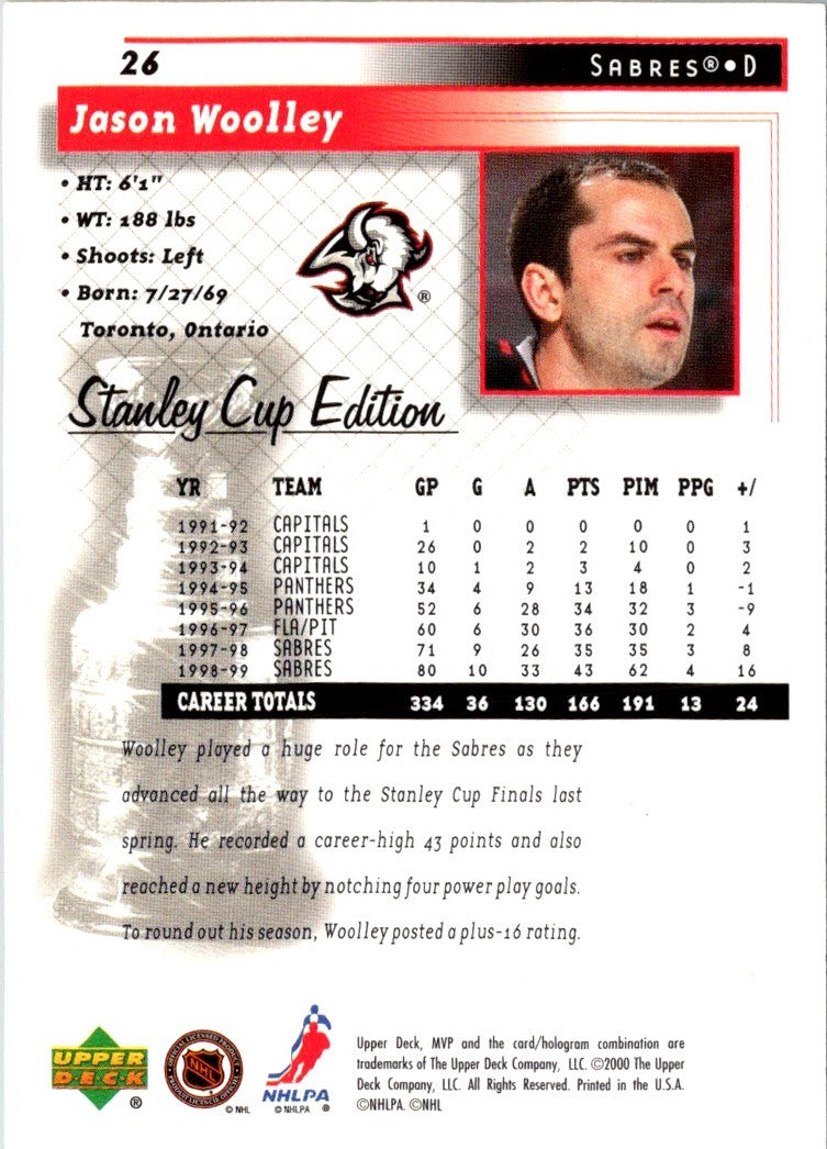 1999 Upper Deck MVP Stanley Cup Jason Woolley